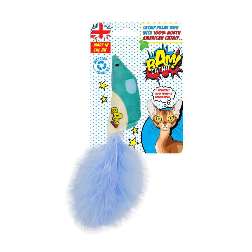 Bam Catnip Feather Mouse Toy Catnip Filled