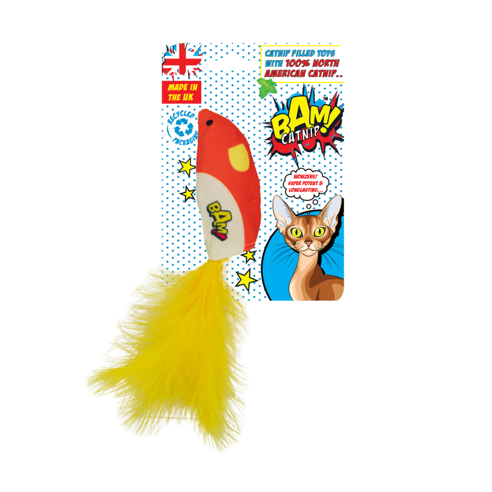 Bam Catnip Feather Mouse Toy Catnip Filled