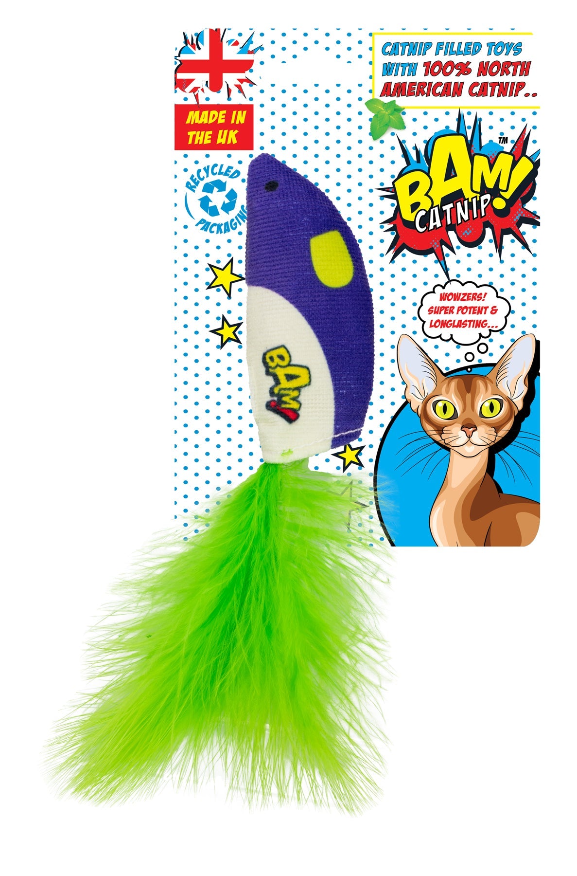 Bam Catnip Feather Mouse Toy Catnip Filled