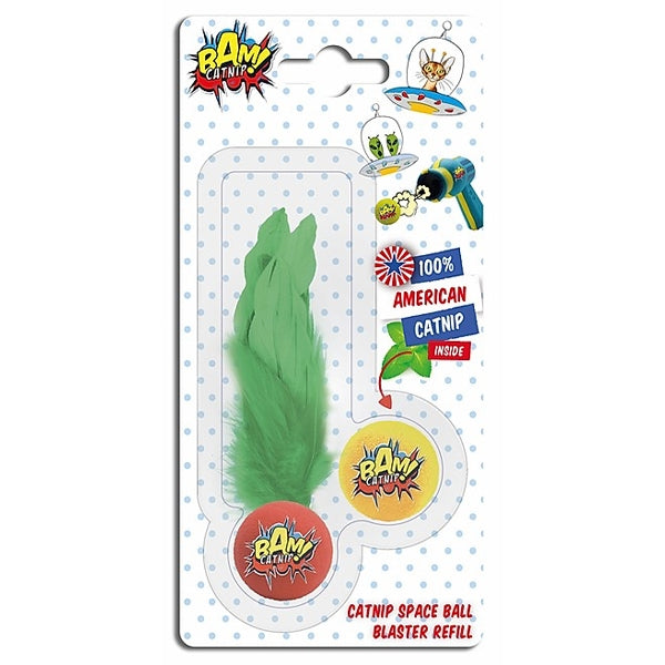 BAM Catnip Pop Gun Ball and Feather Ball Duo