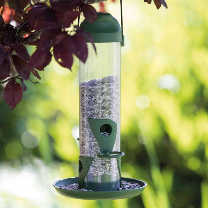 Wild Bird Seed Feeder With Plate 29cm Plastic Hanging 750ml