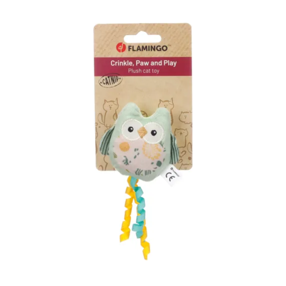 Flamingo Grali Owl Cat Toy Green Plush Catnip