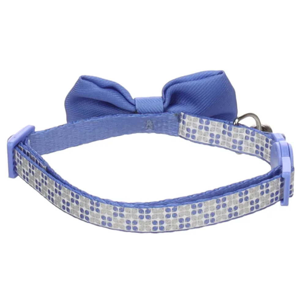 Flamingo Cat Collar Blue Bow Tie Adjustable Nylon Bell