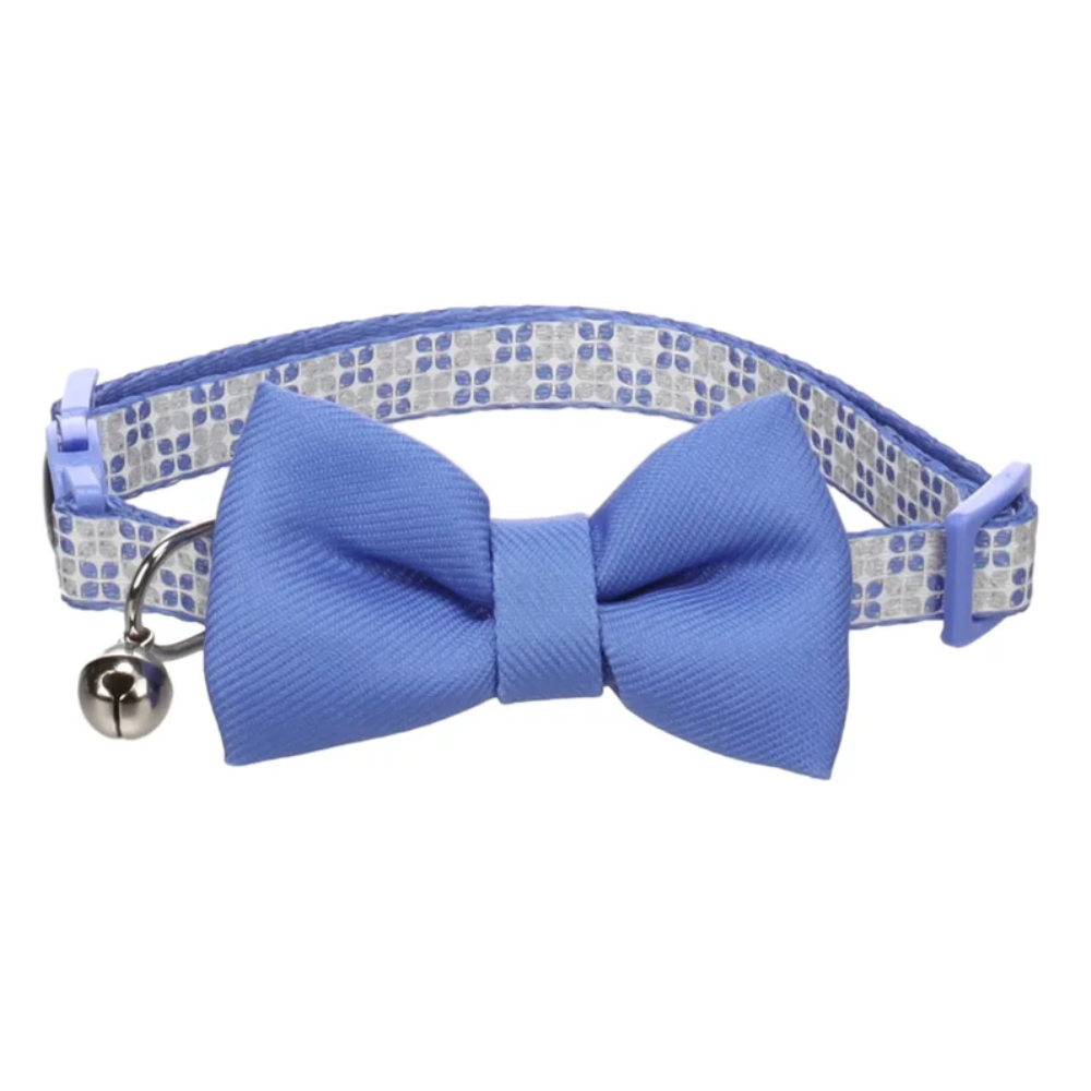 Flamingo Cat Collar Blue Bow Tie Adjustable Nylon Bell