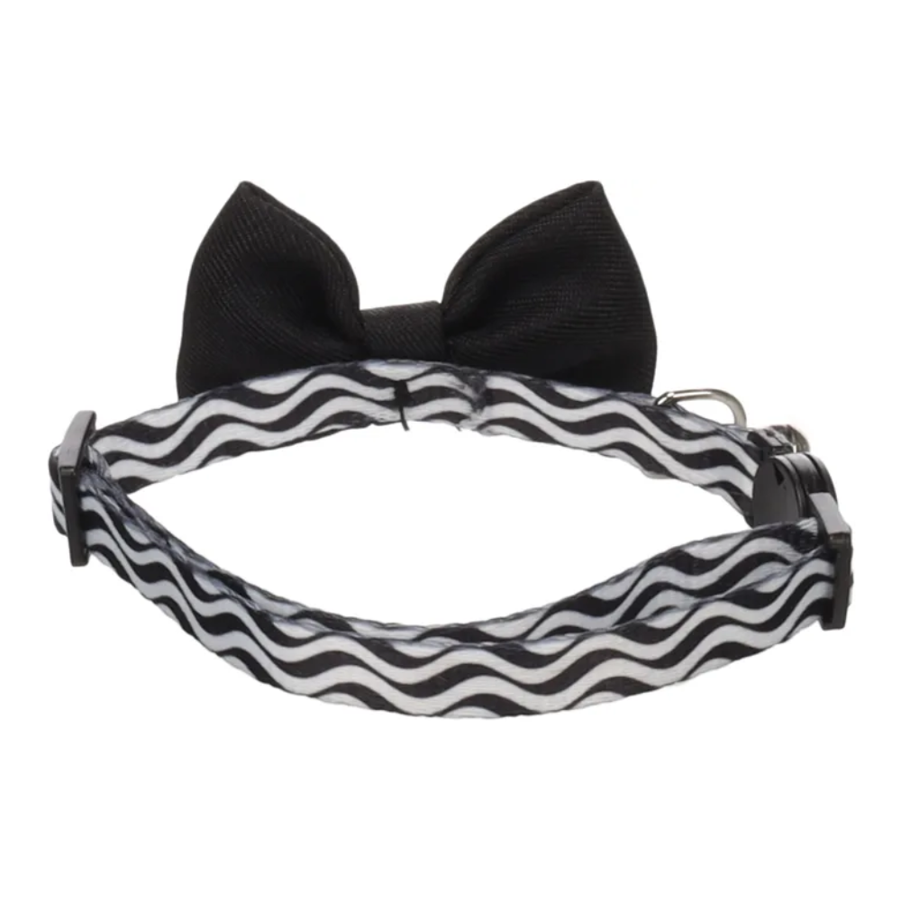 Flamingo Cat Collar Casi Black Bow Tie Nylon Adjustable