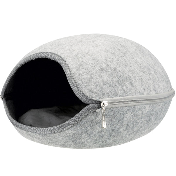 Luna Cuddly Cave Cat Bed Two In One Felt Plush