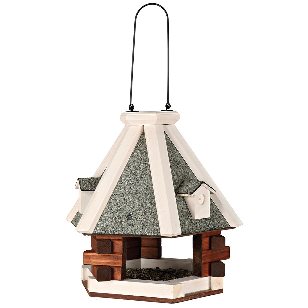 Natura Bird Feeder Glazed Pine 36 cm Brown White Hanging