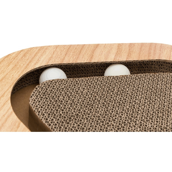 Cat Scratching Cardboard Triangle With Toy Balls