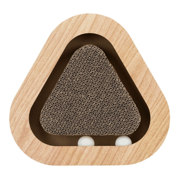 Cat Scratching Cardboard Triangle With Toy Balls