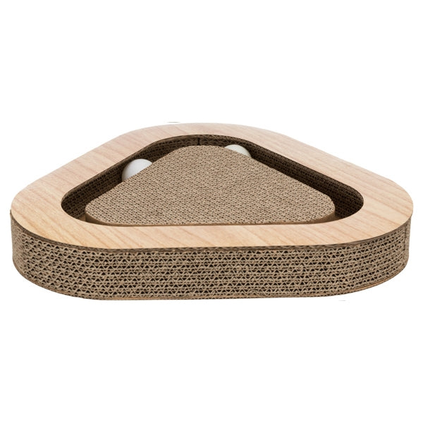 Cat Scratching Cardboard Triangle With Toy Balls