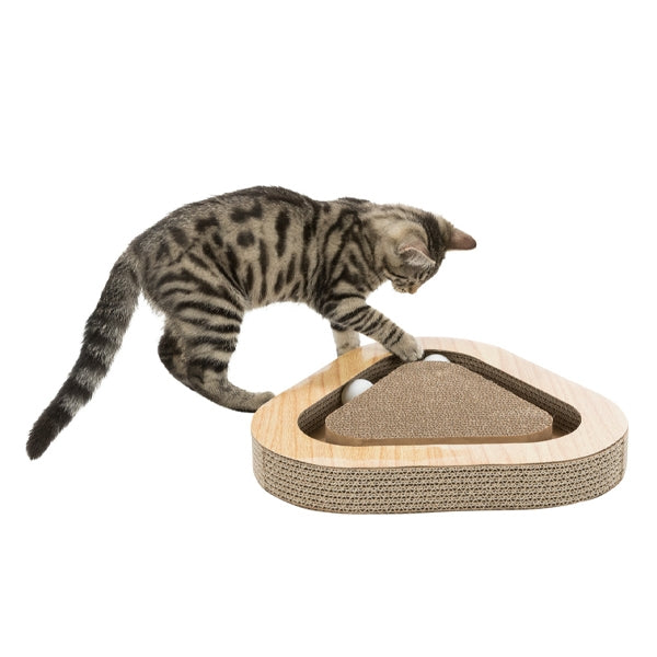 Cat Scratching Cardboard Triangle With Toy Balls