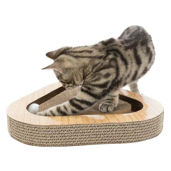 Cat Scratching Cardboard Triangle With Toy Balls