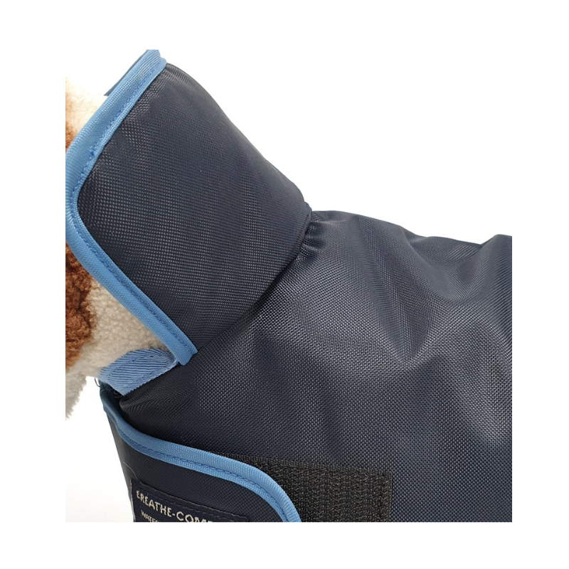 Breathe Comfort Dog Coat Navy Trim HiTech Moisture Resistant